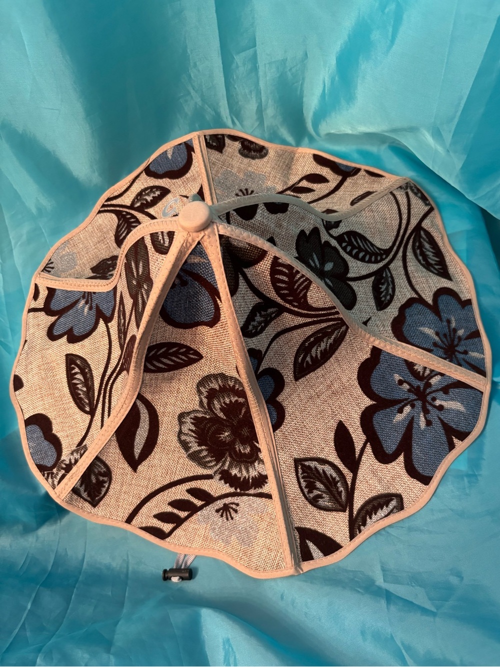 Floral Print Women’s Hat with Adjustable Loop - Blue/Tan NWOT - Picture 4 of 8